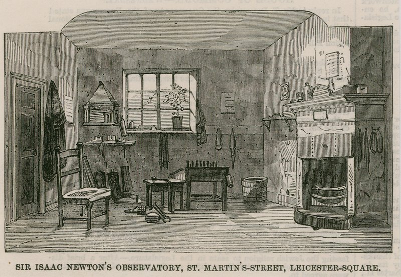 El Observatorio de Sir Isaac Newton, St Martins Street, Leicester Square, Londres de English School