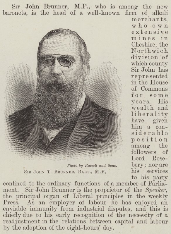 Sir John T Brunner, Baronet, MP (grabado) de English School