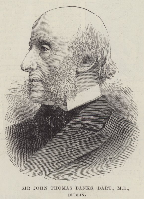 Sir John Thomas Banks, Baronet, MD, Dublín (grabado) de English School