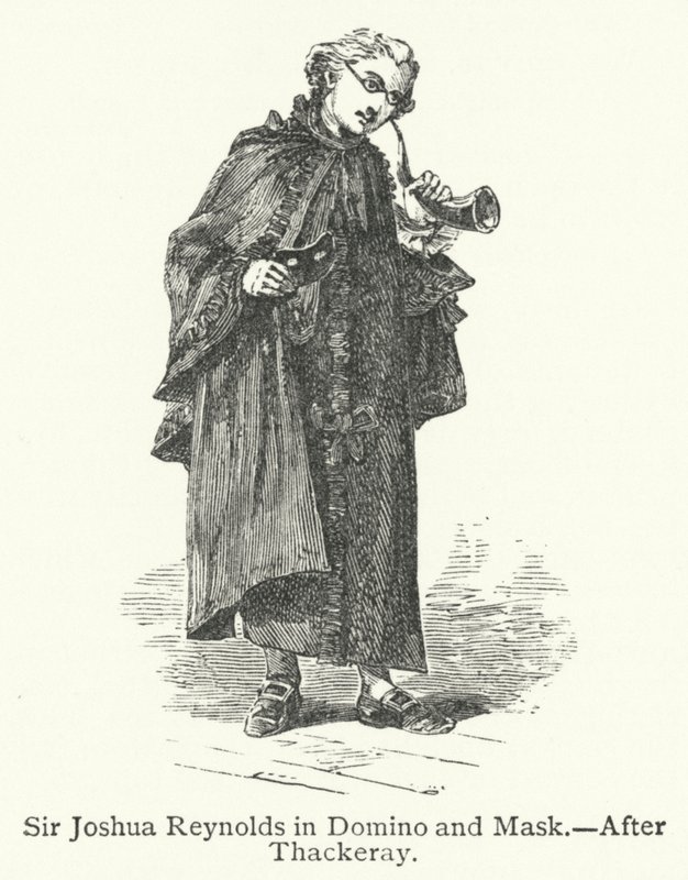 Sir Joshua Reynolds en Dominó y Máscara (grabado) de English School