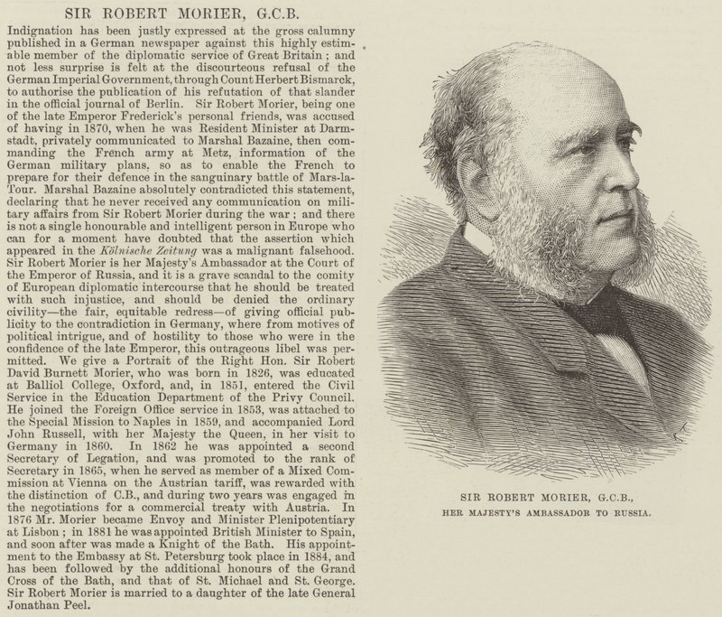 Sir Robert Morier, GCB, Embajador de Su Majestad en Rusia de English School