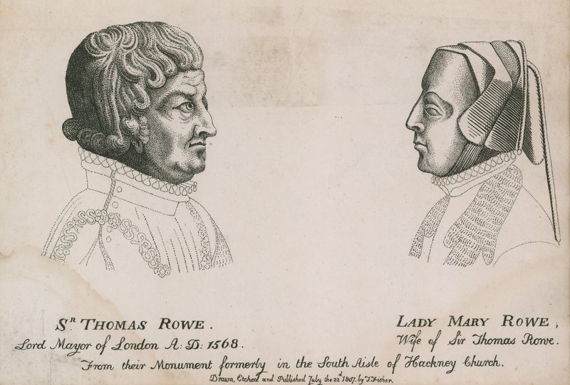 Sir Thomas Rowe, Alcalde de Londres 1568, y Lady Mary Rowe de English School