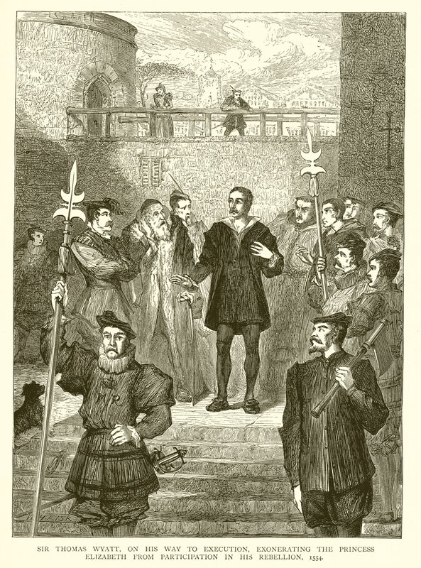 Sir Thomas Wyatt, camino a su ejecución, exonerando a la princesa Isabel de participar en su rebelión, 1554 de English School