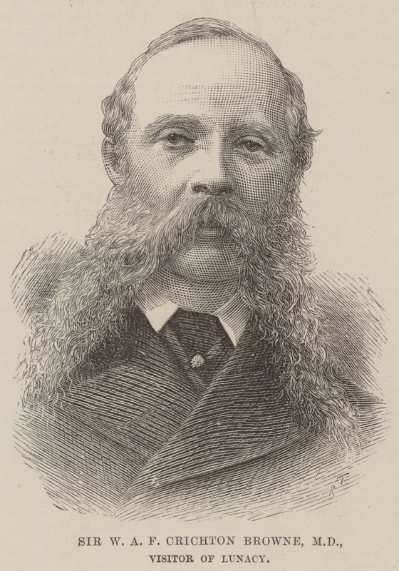 Sir W A F Crichton Browne, MD, visitante de la locura de English School