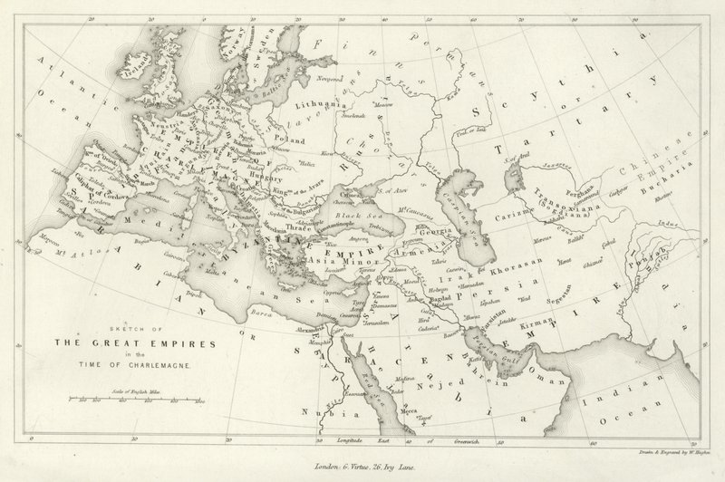 Esbozo de los grandes imperios en la época de Carlomagno de English School