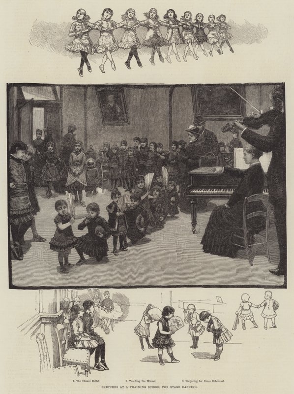 Bocetos en una Escuela de Entrenamiento para Baile Escénico (grabado) de English School
