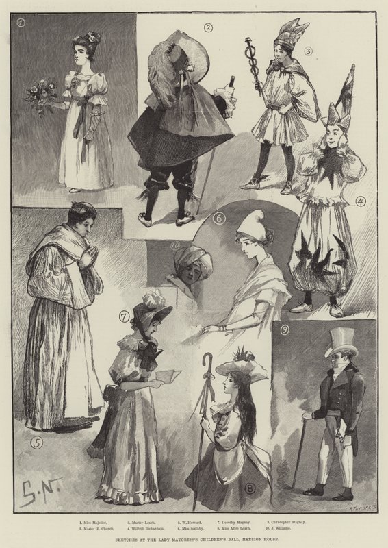 Bocetos en el baile infantil de la Lady Mayoress, Mansion House de English School