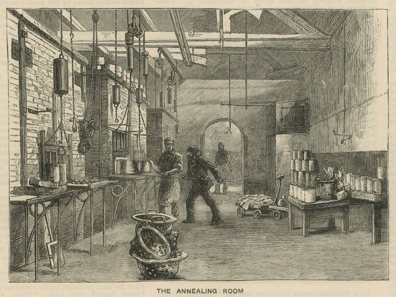 Bocetos en la Royal Mint, Tower Hill; la Sala de Recocido de English School