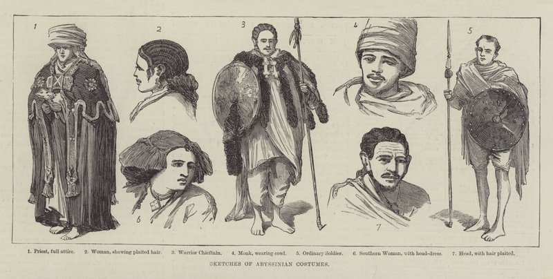 Bocetos de Trajes Abisinios (grabado) de English School