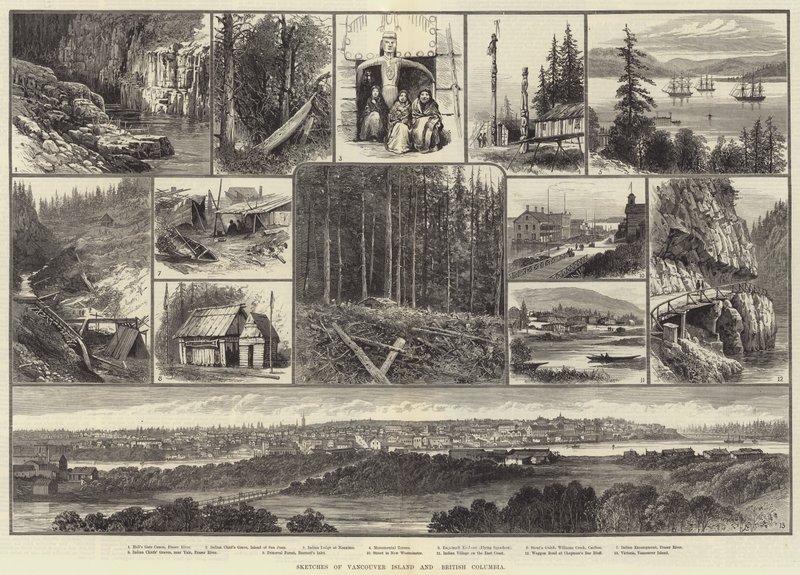 Bocetos de la Isla de Vancouver y Columbia Británica de English School