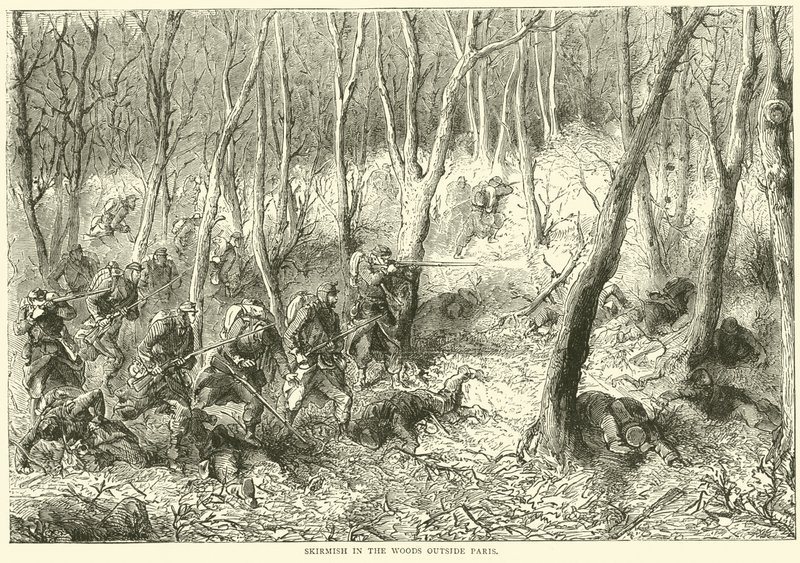 Escaramuza en los bosques fuera de París, octubre de 1870 de English School