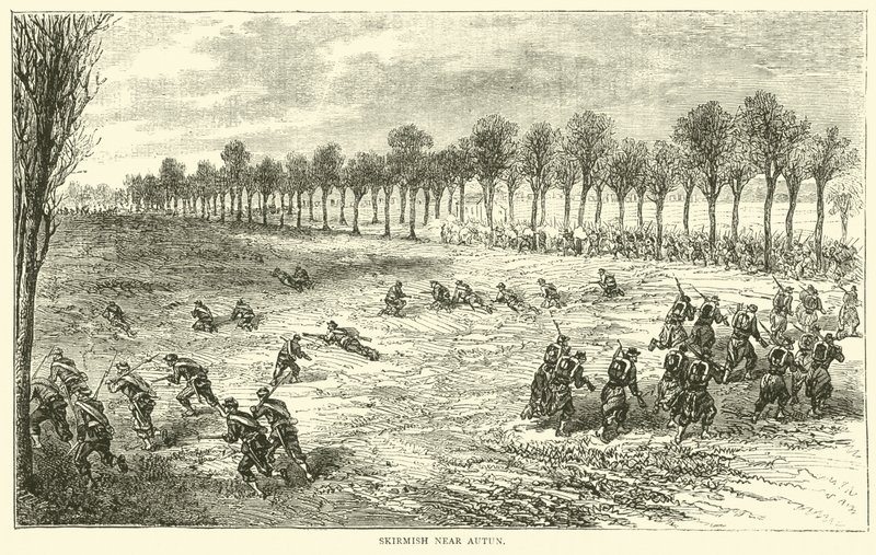 Escaramuza cerca de Autun, diciembre 1870 de English School