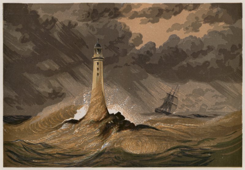 Faro Eddystone de Smeaton (litografía en color) de English School