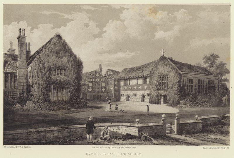 Salón de Smithell, Lancashire (grabado) de English School