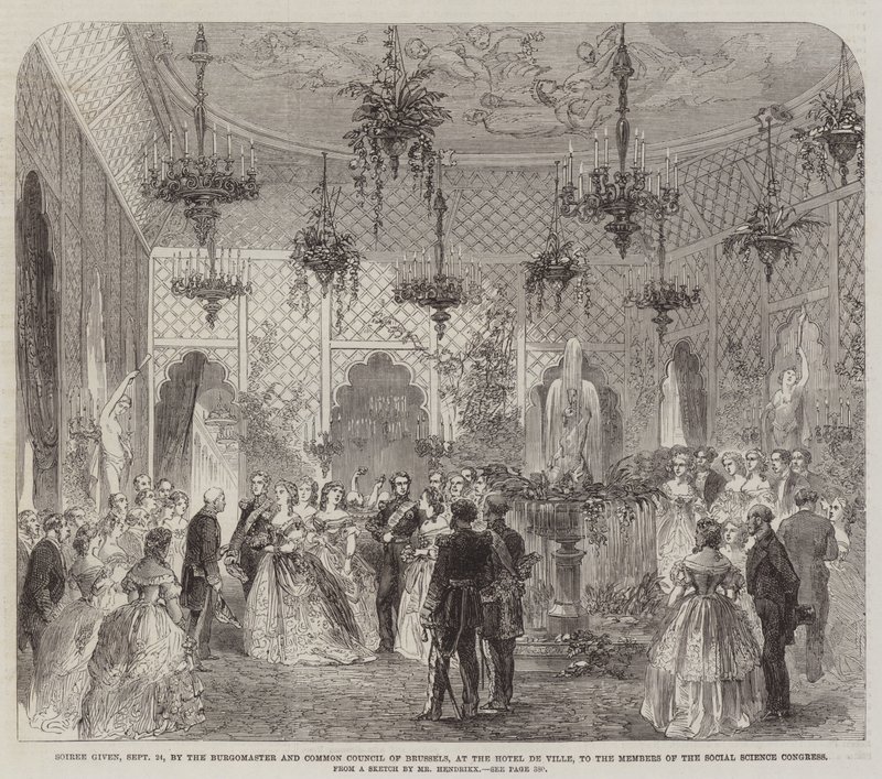 Soirée dada, 24 de septiembre, por el Burgomaestre y el Consejo Común de Bruselas, en el Hotel de Ville, a los Miembros del Congreso de Ciencias Sociales de English School