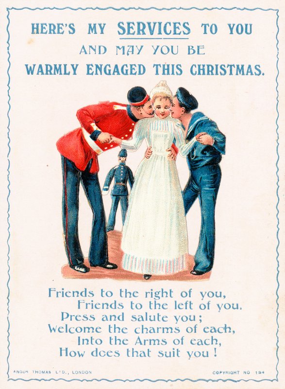 Soldados besando a una chica, Tarjeta de Navidad de English School