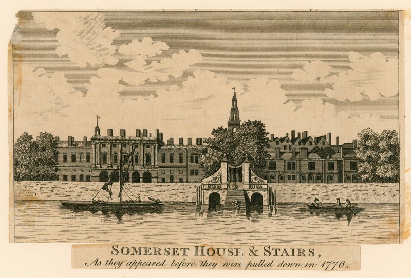 Somerset House y escaleras como aparecían antes de ser demolidas en 1776 de English School