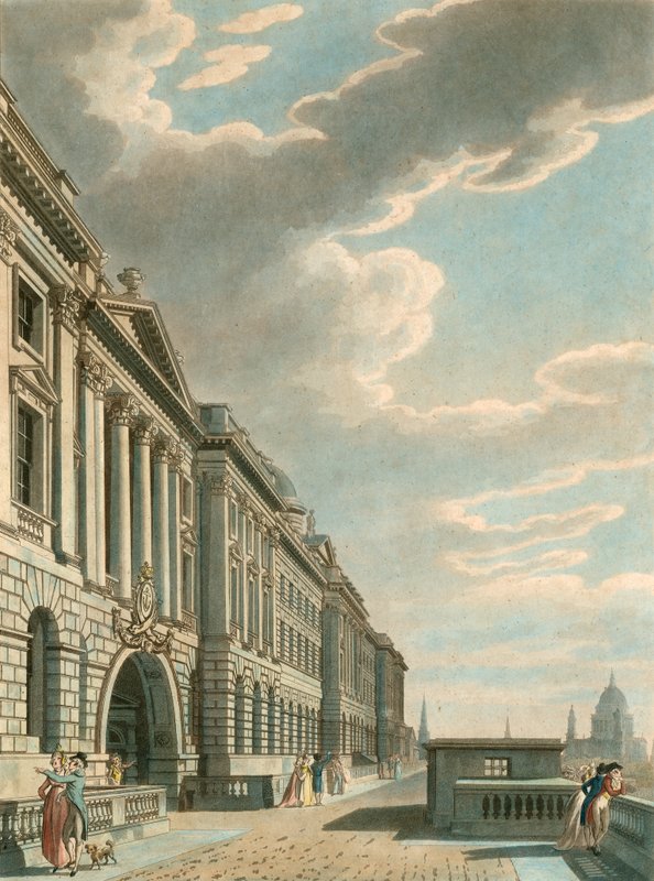 Somerset Terrace a lo largo del río Támesis, Somerset House, The Strand, Londres de English School
