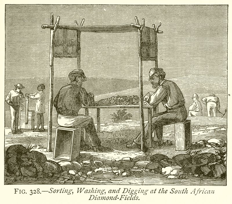 Clasificación, lavado y excavación en los campos de diamantes de Sudáfrica de English School