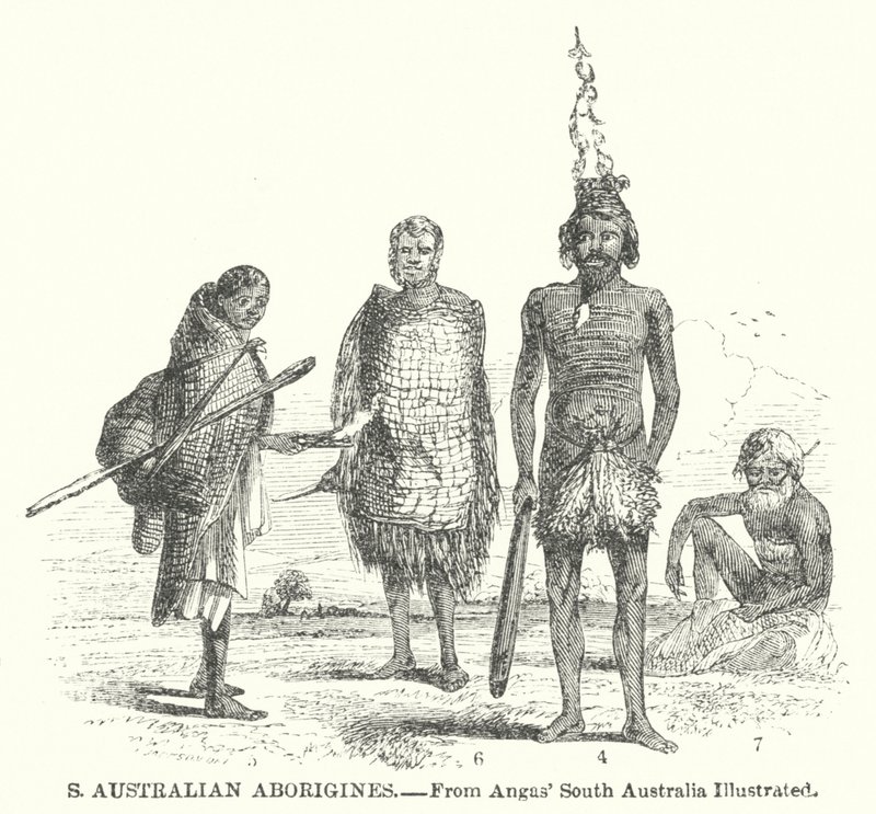 Aborígenes de Australia Meridional (grabado) de English School
