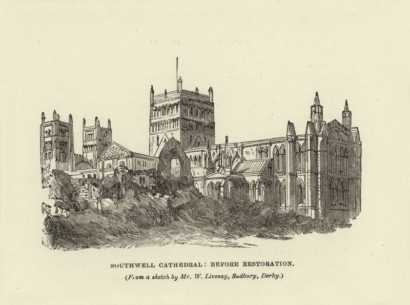 Catedral de Southwell, antes de la restauración de English School