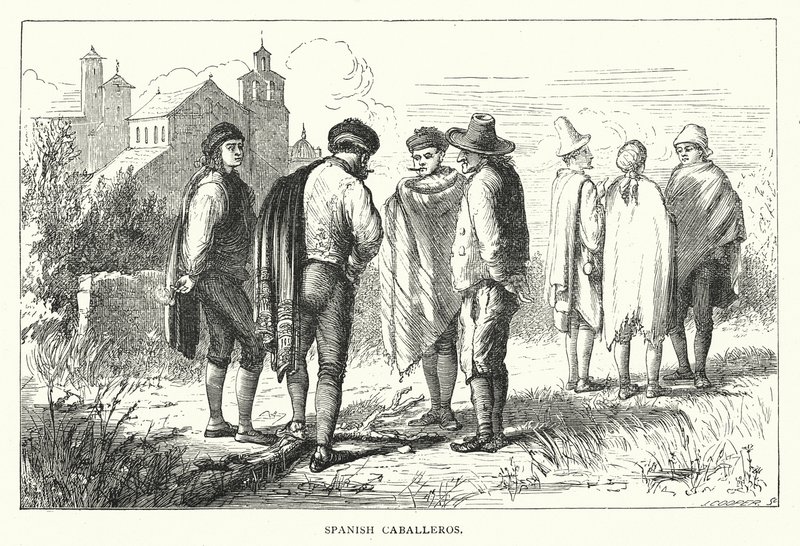 Caballeros españoles (grabado) de English School