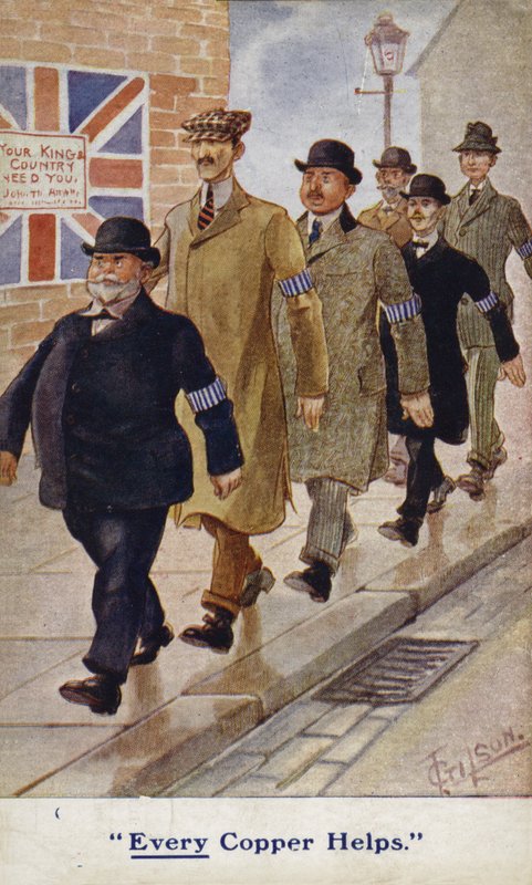 Agentes especiales en tarjeta postal de propaganda de la Primera Guerra Mundial de English School