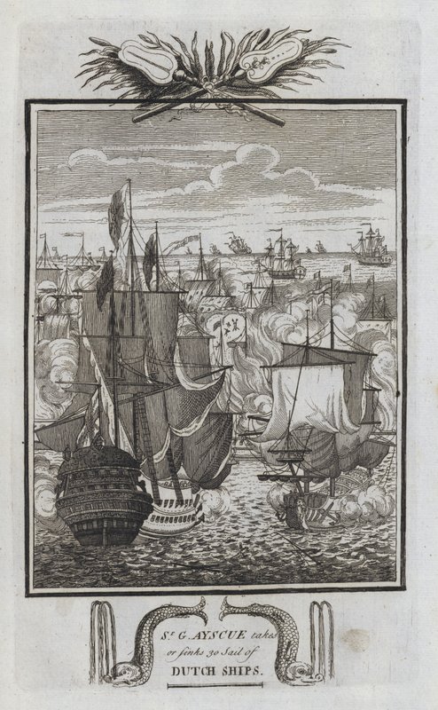 Sir G Ayscue toma o hunde 30 barcos holandeses de English School