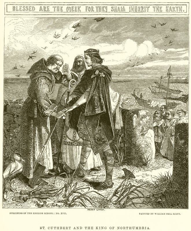 San Cuthbert y el rey de Northumbria de English School