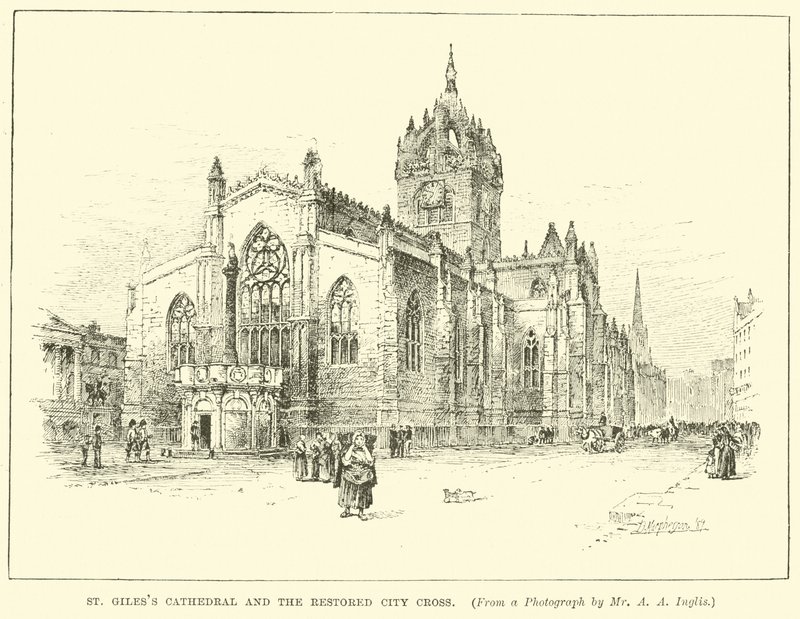 Catedral de St Giles y la restaurada Cruz de la Ciudad de English School