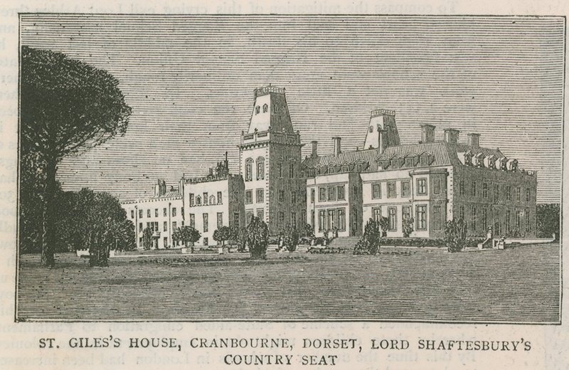 Casa de St Giles, Cranbourne, Dorset, residencia de campo de Lord Shaftesbury de English School