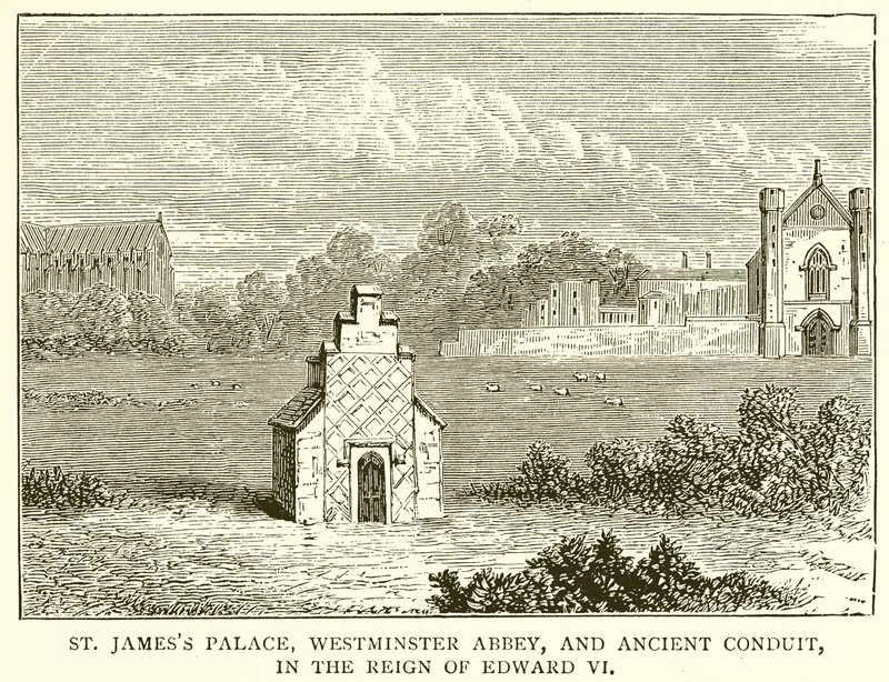 Palacio de St. James, Abadía de Westminster y Conducción Antigua, en el reinado de Eduardo VI de English School