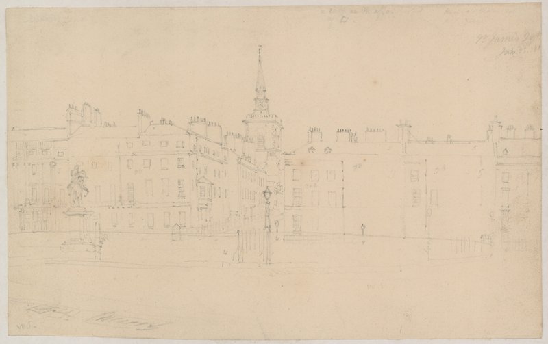 St Jamess Square, Londres; boceto original a lápiz de English School