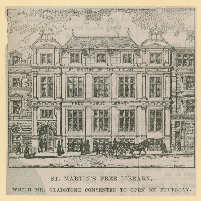 Biblioteca Gratuita de St Martin, inaugurada por Mr Gladstone de English School