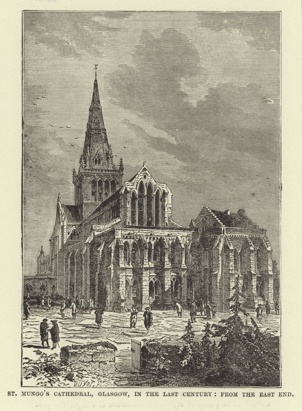 Catedral de St Mungo, Glasgow, en el siglo pasado, desde el extremo este de English School