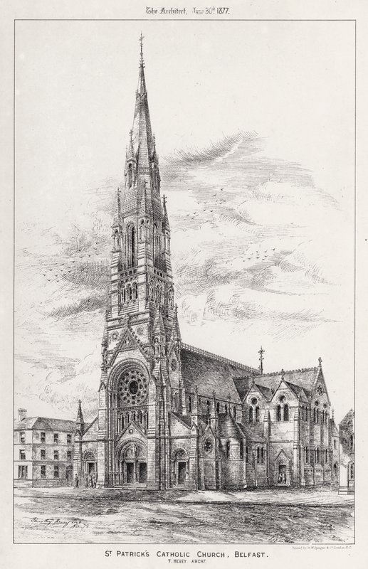 Iglesia católica de San Patricio, Belfast (grabado) de English School
