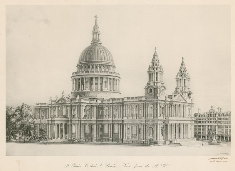 Catedral de San Pablo, Londres, vista desde el noroeste de English School