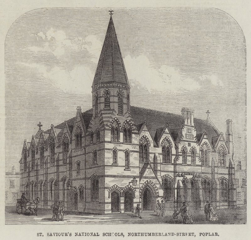Escuelas Nacionales de San Salvador, Northumberland-Street, Poplar (grabado) de English School
