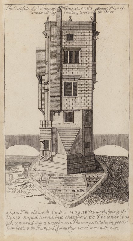 Capilla de San Tomás, Puente de Londres (grabado) de English School