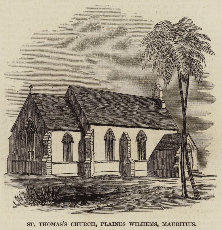 Iglesia de Santo Tomás, Plaines Wilhems, Mauricio (grabado) de English School