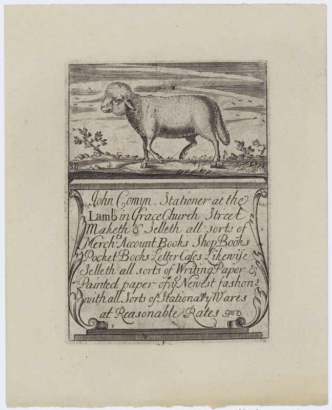 Tarjeta comercial de papelería, John Comyn de English School