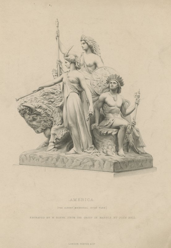Estatua que representa América que adorna el Albert Memorial de English School