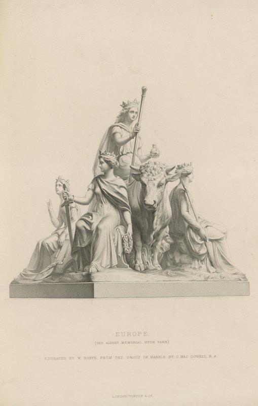 Estatua que representa Europa que adorna el Albert Memorial de English School