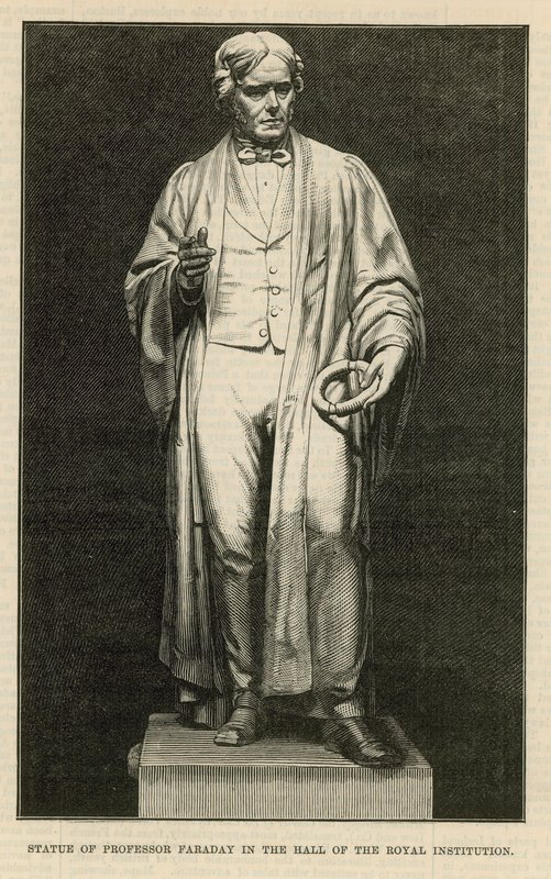 Estatua del Profesor Faraday en el salón de la Royal Institution de English School