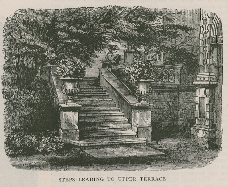Escaleras que conducen a la terraza superior, Holland House de English School