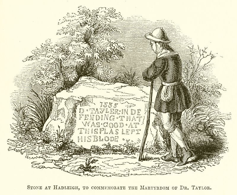 Piedra en Hadleigh para conmemorar el martirio del Dr. Taylor de English School