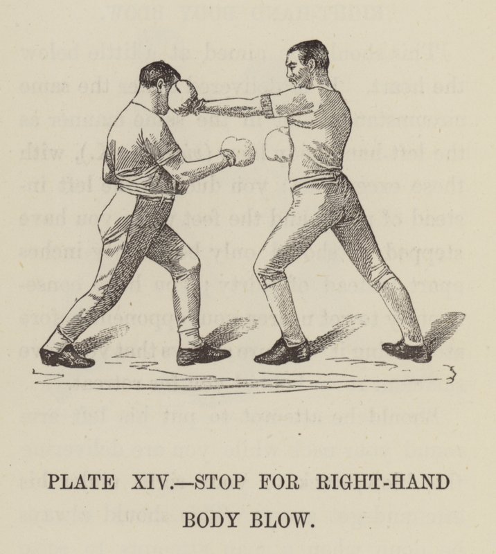 Parada para golpe de cuerpo con la mano derecha (grabado) de English School