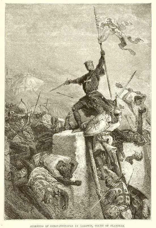 Asalto de Constantinopla por Balduino, Conde de Flandes de English School