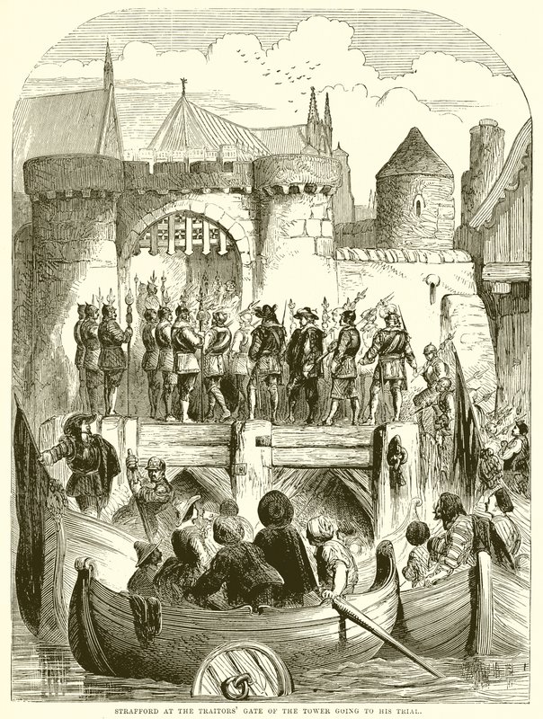 Strafford en la Puerta de los Traidores de la Torre yendo a su juicio de English School