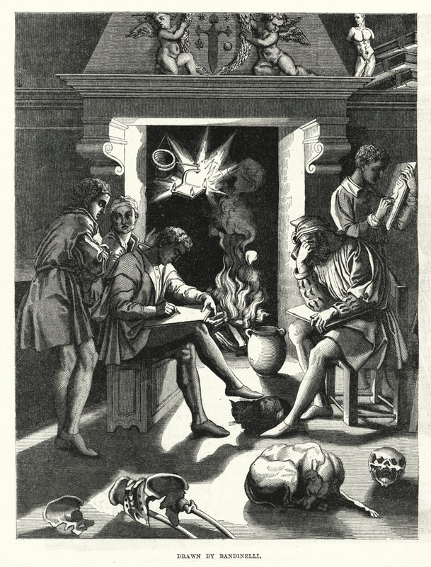 Estudio de Baccio Bandinelli en el siglo XVI (grabado) de English School